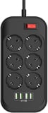Сетевой фильтр ColorWay 6 розеток/4USB Black 2M