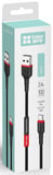 Кабель USB ColorWay USB - Type-C (PVC - red head) 2.4А 1м чорний