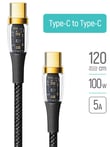 USB-кабель ColorWay Type-C (transparent head) (PD Fast Charging 100W) 5А 1.2м черный