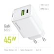 Мережевий зарядний пристрій ColorWay GaN Mini 45W PD Port PPS USB (Type-C PD + USB QC4.0) білий