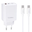 Мережевий зарядний пристрій Stratus GP-HC068 45W (1Type-C+1USB-A) + кабель Gelius iCable GP-UCN010 Type-C to Type
