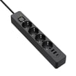 Мережевий фільтр ColorWay 4 розетки/3USB (2USB-A + 1 TYPE-C) (24W) Black 2M