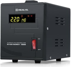 Стабілізатор напруги REAL-EL STAB ENERGY-1000, 800Вт, black
