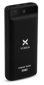 Аккумулятор Vinga 20000 mAh QC3.0 Display soft touch black (VPB2QLSBK) 20000 mAh, Li-pol, U | Фото 1
