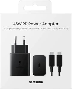 Мережевий зарядний пристрій Samsung 45W Compact Power Adapter (w C to C Cable) Black (EP-T4511XBEGEU) | Фото 1