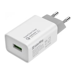 Мережевий зарядний пристрій ColorWay 1USB Huawei Super Charge/Quick Charge 3.0, 4A (20W) білий (CW-CHS014Q-WT)