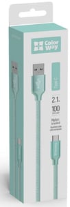 Кабель USB ColorWay USB - Type-C 2.1А 1м мятний | Фото 1