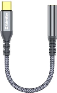 Кабель USB ColorWay USB-C to 3.5 мм Female Audio 14 см сірий | Фото 1