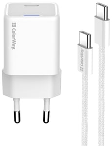 ColorWay GaN Mini 30W PD Port PPS USB-C біле + cable Type-C | Фото 1