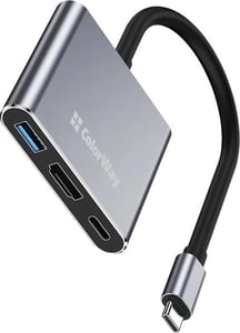 USB-хаб (док-станція) ColorWay USB-C 3-в-1 Type C PD 100W/USB3.0/HDMI 4К Grey (CW-HUB08) | Фото 1