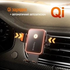 Держатель для телефонов ColorWay Ultra-mini с автозажимом 15W Black | Фото 1