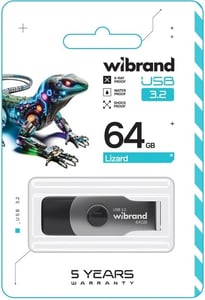 Флэш USB Wibrand USB 3.2 Gen1 Lizard 64GB Black(WI3.2/LI64P9B) | Фото 1