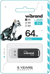 Флэш USB Wibrand USB 3.2 Gen1 Marten 64GB Black (WI3.2/MA64P10B) | Фото 1