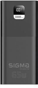 Повербанки (акумулятори) Sigma X-power SI30A6QLX black (30000mAh, PD65W, LED, кабель 100w) | Фото 1