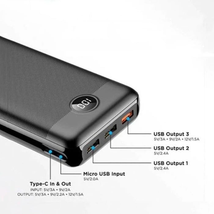 Аккумулятор VEGER Power Bank L30 30000mAh (черный) LCD Quick Charge PD20W | Фото 3