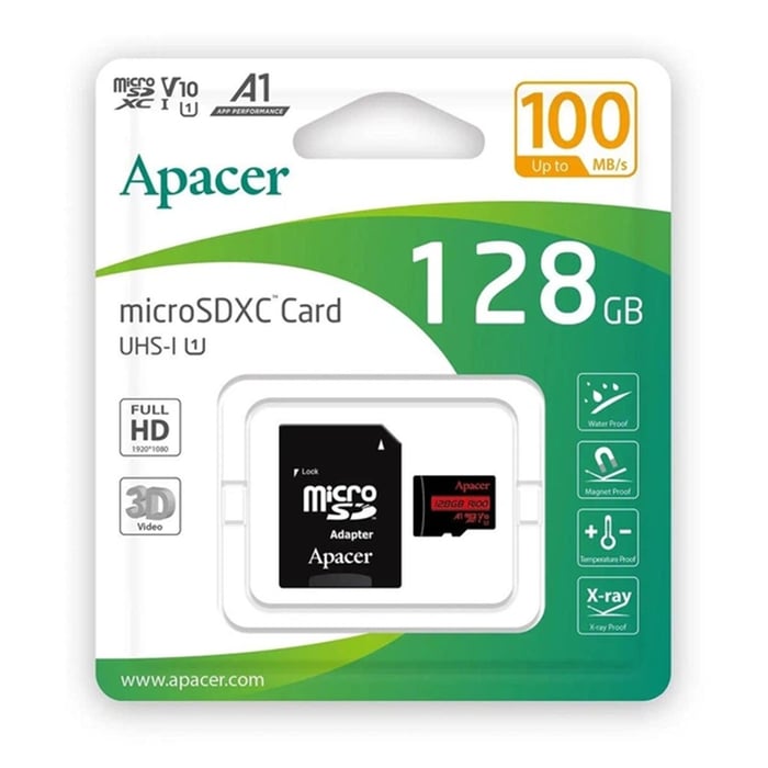 Карта пам'яті microSD APACER microSDXC (UHS-1)128Gb class 10 V10 A1 R100MB/s (adapter SD)(AP128GMCSX10UB-R) | Фото 3