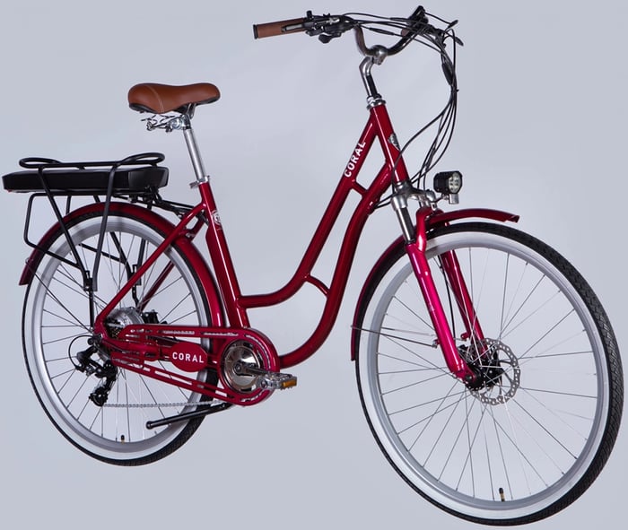 Электровелосипед Dorozhnik 28" AL eCORAL DD FR рама-19" 500Вт рубіновий YS 7496 2025(ELB-D-28-084)з електроприво | Фото 3