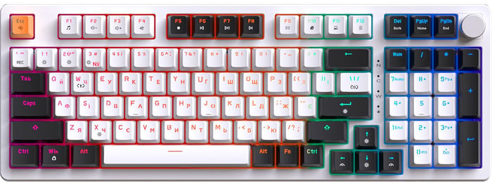 Клавиатура GamePro MK170W Hot-Swap Red Swich RGB USB UA White (MK170W) | Фото 2