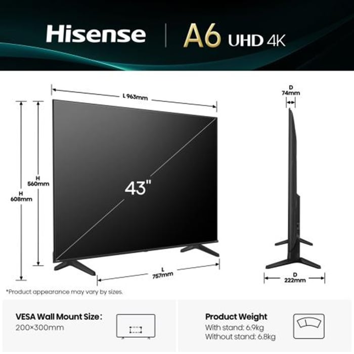 Телевізор Hisense 43A6Q | Фото 3