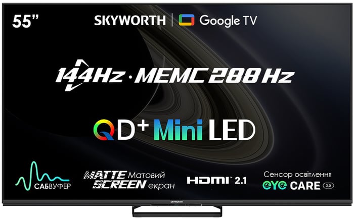 Телевізор Skyworth MiniLED 55X87PRO QLED+ Saunbar 144Hz GameTV | Фото 2