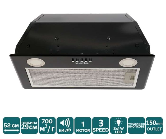 Витяжка вбудована Ventolux BOX 60 BK (700) | Фото 3