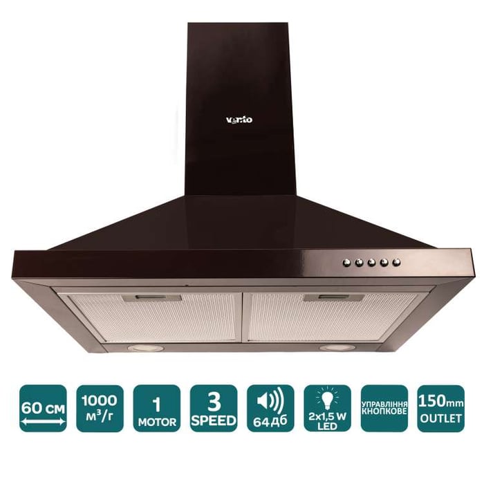 Встраиваемая вытяжка Ventolux LAZIO 60 BR (1000) LED | Фото 3