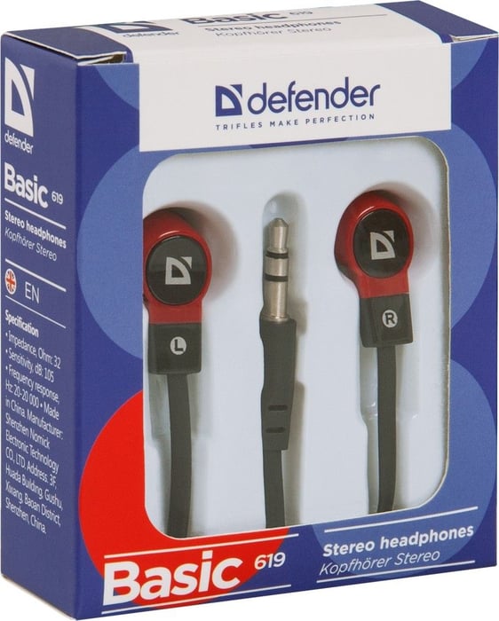 Дротові навушники DEFENDER Basic-619 Black/Red (63619) | Фото 3