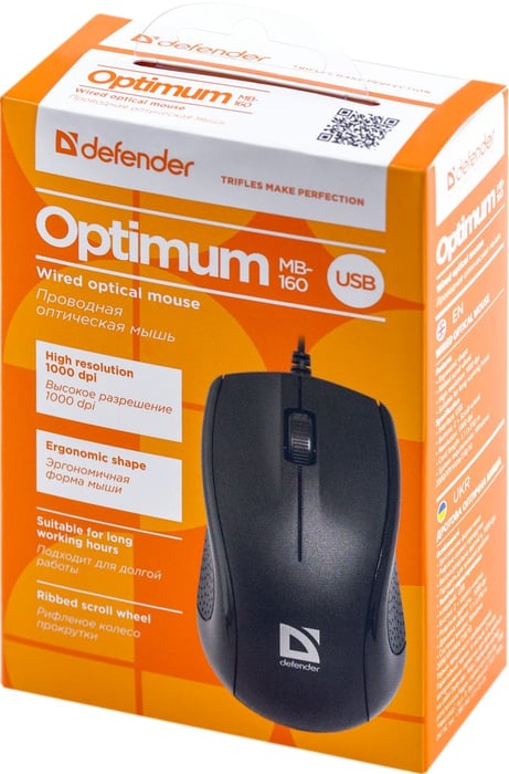 Мышь DEFENDER Optimum MB-160 USB Black (52160) | Фото 3