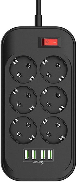 Мережевий фільтр ColorWay 6 розеток/4USB Black 2M | Фото 2