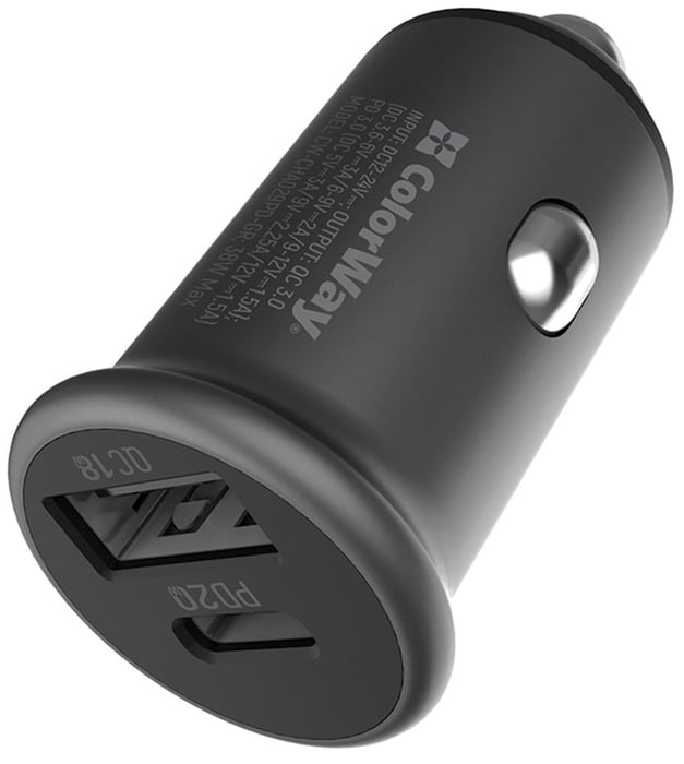 Автомобільний зарядний пристрій ColorWay 2USB (Type-C PD20W + USB QC3.0 ) (38W) Gray | Фото 3