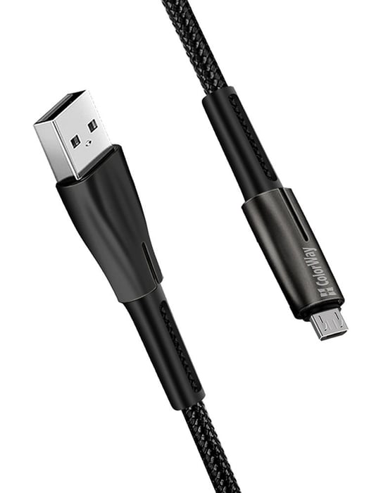 Кабель USB ColorWay microUSB (zinc alloy + led) 2.4А 1м чорний | Фото 2