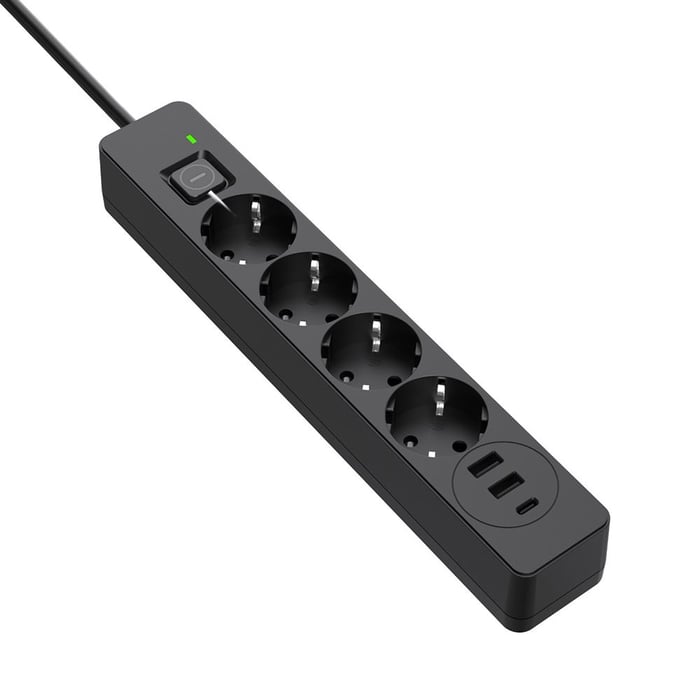 Мережевий фільтр ColorWay 4 розетки/3USB (2USB-A + 1 TYPE-C) (24W) Black 5M | Фото 3