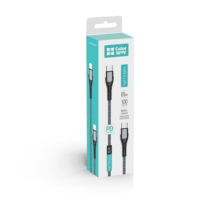 Кабель USB ColorWay Type-C - Type-C (PD Fast Charging 65W) 3.0А 1м (чорний) | Фото 2