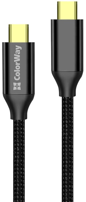 Кабель USB ColorWay Type-C - Type-C USB3.2 (20Gbps 4K PD100W) Gen2 5А 1м чорний | Фото 2