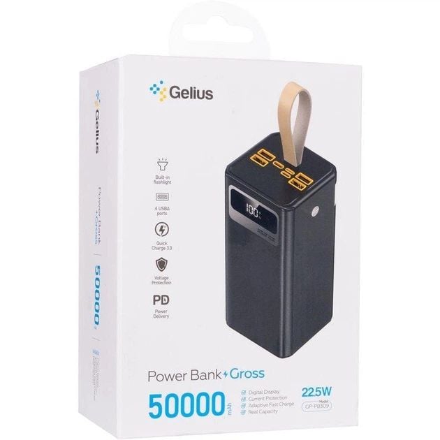 Акумулятор Gelius Gross GP-PB309 50000mAh (QC+PD 22.5W/Led) Black | Фото 2