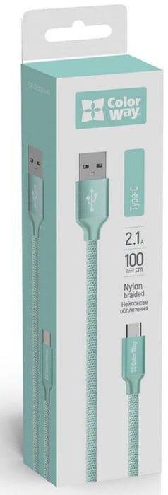 Кабель USB ColorWay USB - Type-C 2.1А 1м мятний | Фото 2