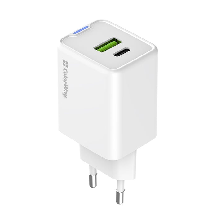 Мережевий зарядний пристрій ColorWay GaN Mini 45W PD Port PPS USB (Type-C PD + USB QC4.0) білий | Фото 3