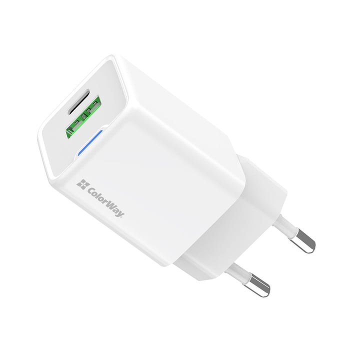 Мережевий зарядний пристрій ColorWay GaN Mini 30W PD Port PPS USB (Type-C PD + USB QC4.0) біле | Фото 3