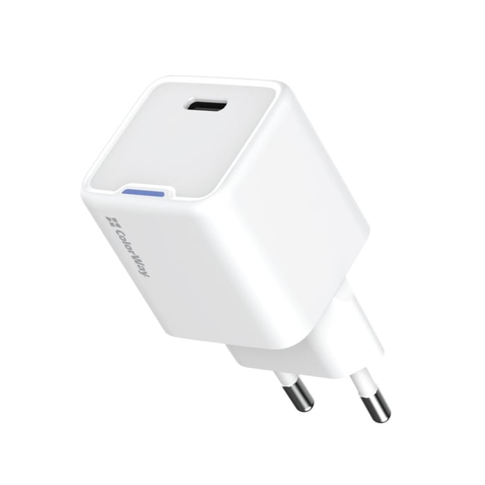 Мережевий зарядний пристрій ColorWay GaN Mini 25W PD Port PPS USB-C біле | Фото 3