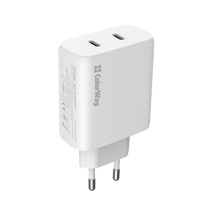 Автомобільний зарядний пристрій ColorWay GaN Mini 50W PD Port PPS USB (Type-C PD 30W + Type-C PD 20W) біле | Фото 3