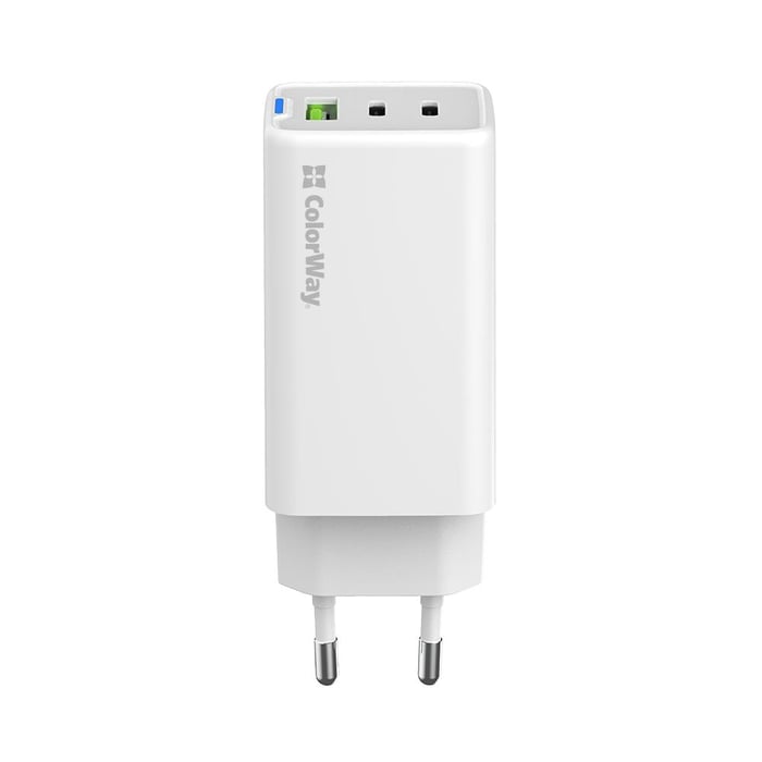Мережевий зарядний пристрій ColorWay GaN Mini 65W PD Port PPS USB (USB-2C1A) біле | Фото 3