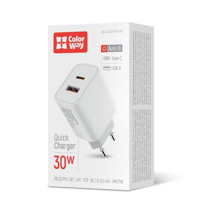 Мережевий зарядний пристрій ColorWay Power Delivery Port PPS USB Type-C (30W) біле | Фото 2
