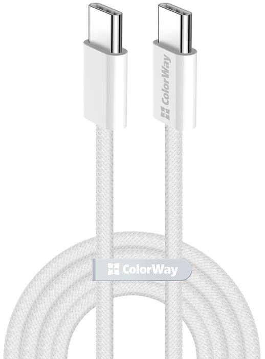 Кабель USB ColorWay Type-C - Type-C (braided cotton) (PD Fast Charging 60W) 3.0А 1м сірий | Фото 2