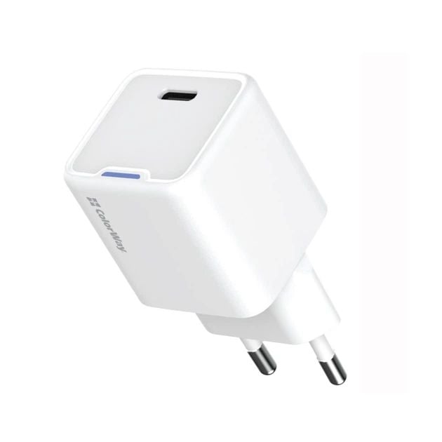Мережевий зарядний пристрій ColorWay GaN Mini 20W PD Port PPS USB-C білий | Фото 2