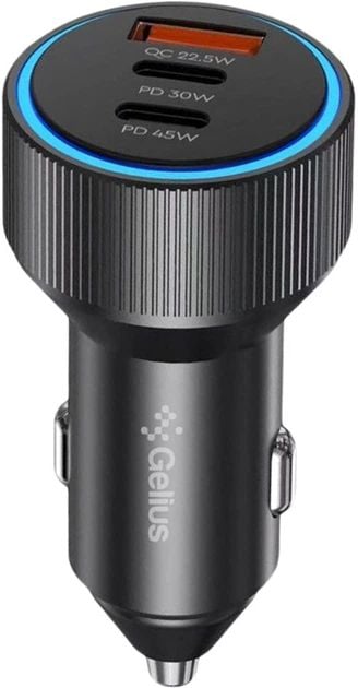 Автомобільний зарядний пристрій Gelius PowerRide GP-CC011 1USB + 2Type-C 60W (45W C1+ 15W A+C2) Black | Фото 2