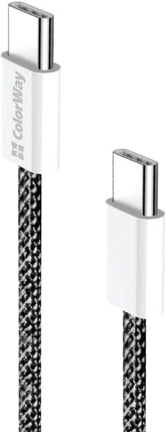 Кабель USB ColorWay Type-C - Type-C (braided cotton) (PD Fast Charging 60W) 3.0А 2м сірий | Фото 3