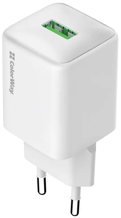 ColorWay 1USB Quick Charge 3.0 (18W) V2 білий | Фото 2