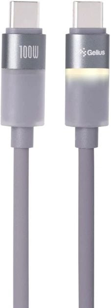 Кабель Gelius MoonLine GP-UCN014 Type-C to Type-C 1.2 м 100W Gray (2099901011497) | Фото 1