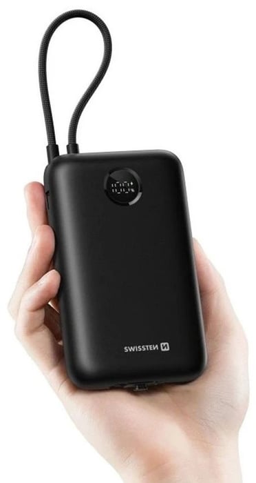 SWISSTEN POWER BANK VOLTBOX 35W 20000mAh з кабелем USB-C та Lightning чорний | Фото 3