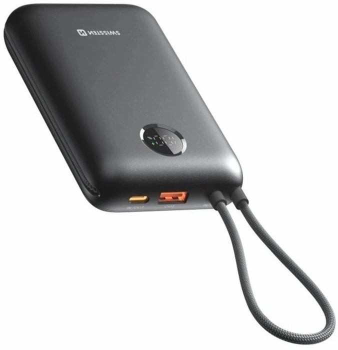 SWISSTEN POWER BANK VOLTBOX 35W 20000mAh з кабелем USB-C та Lightning чорний | Фото 2